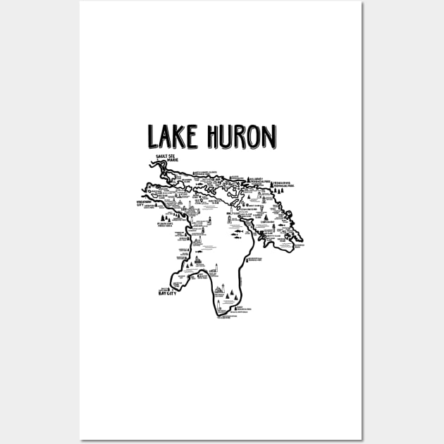 Lake Huron Map Wall Art by fiberandgloss